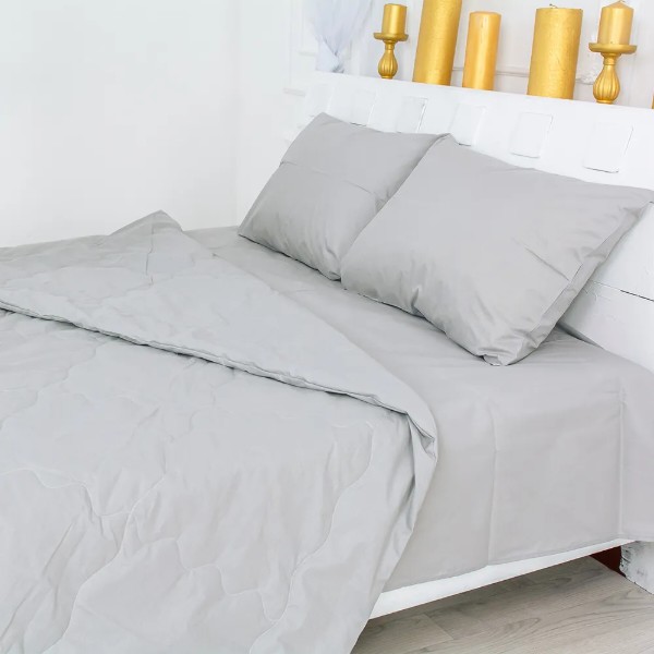 Фото - Ковдра літня двоспальна євро MirSon №2619 EcoSilk 16-5703 Light Gray 200x220 см + наволочки 2 х 50х70 см (2200003109986)